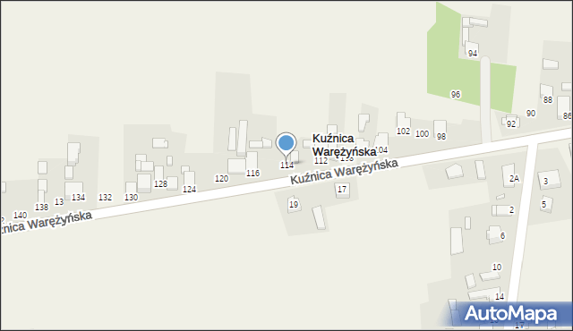 Kuźnica Warężyńska, Kuźnica Warężyńska, 114, mapa Kuźnica Warężyńska