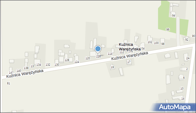 Kuźnica Warężyńska, Kuźnica Warężyńska, 116, mapa Kuźnica Warężyńska