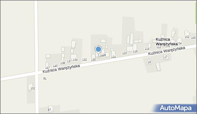 Kuźnica Warężyńska, Kuźnica Warężyńska, 130A, mapa Kuźnica Warężyńska