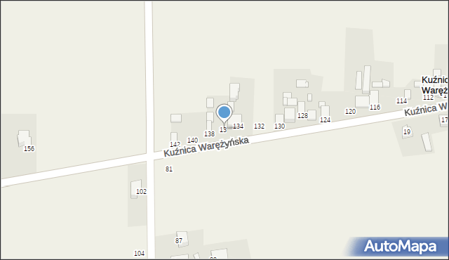 Kuźnica Warężyńska, Kuźnica Warężyńska, 136, mapa Kuźnica Warężyńska