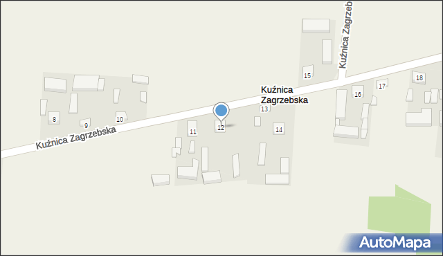 Kuźnica Zagrzebska, Kuźnica Zagrzebska, 12, mapa Kuźnica Zagrzebska