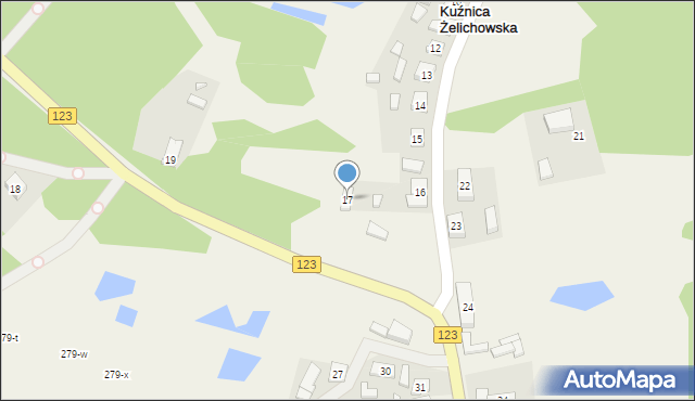 Kuźnica Żelichowska, Kuźnica Żelichowska, 17, mapa Kuźnica Żelichowska