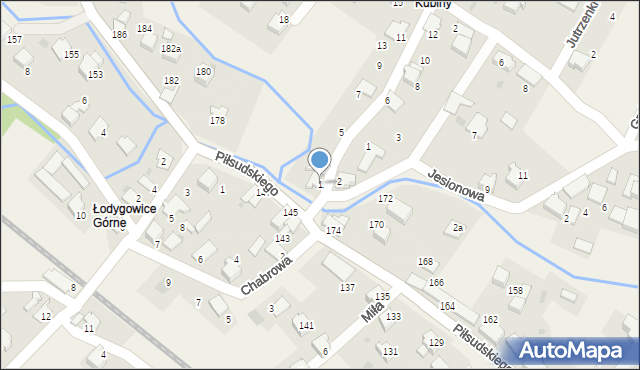 Łodygowice, Kubinów, 1, mapa Łodygowice