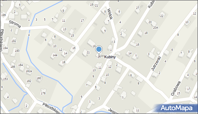 Łodygowice, Kubinów, 15, mapa Łodygowice