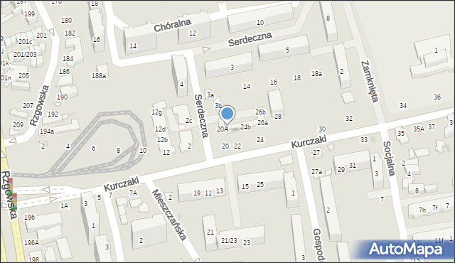 Łódź, Kurczaki, 22b, mapa Łodzi