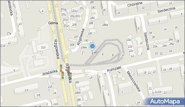 Łódź, Kurczaki, 4, mapa Łodzi