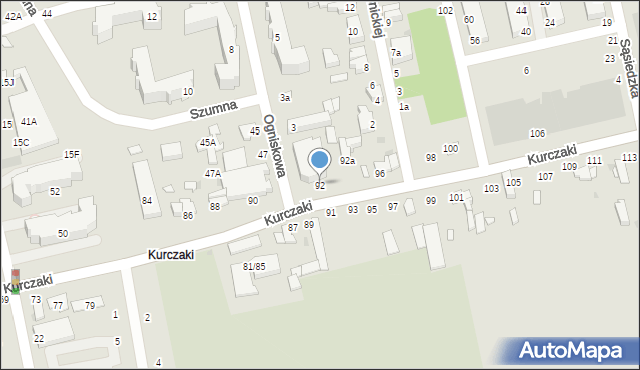 Łódź, Kurczaki, 92, mapa Łodzi