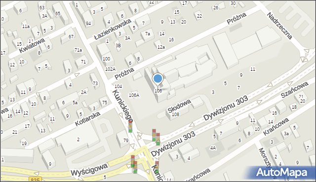Lublin, Kunickiego Władysława, 106, mapa Lublina