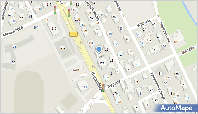Lublin, Kunickiego Władysława, 170, mapa Lublina