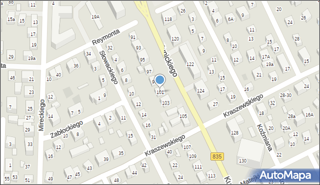 Lublin, Kunickiego Władysława, 101, mapa Lublina
