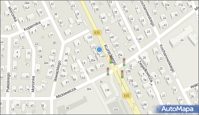 Lublin, Kunickiego Władysława, 135B, mapa Lublina