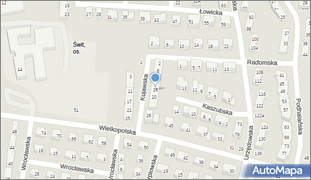 Lublin, Kujawska, 16, mapa Lublina