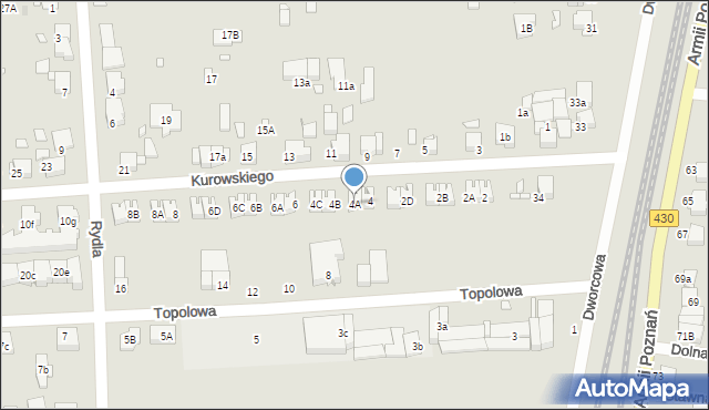 Luboń, Kurowskiego Apolinarego, 4A, mapa Luboń