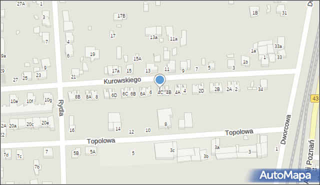 Luboń, Kurowskiego Apolinarego, 4C, mapa Luboń