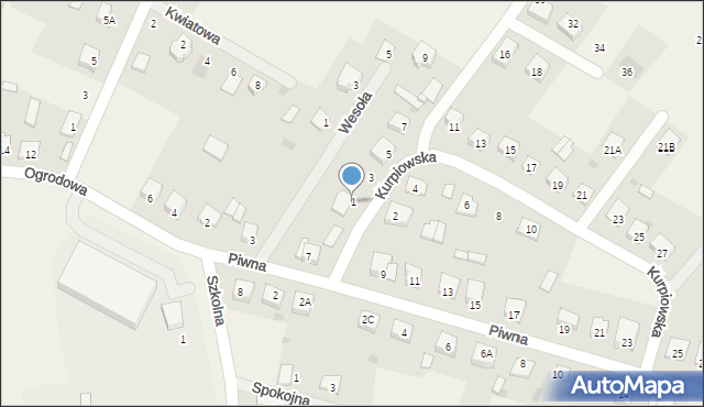 Łyse, Kurpiowska, 1, mapa Łyse