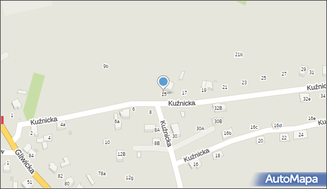 Mikołów, Kuźnicka, 15, mapa Mikołów