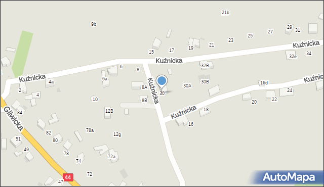 Mikołów, Kuźnicka, 30, mapa Mikołów