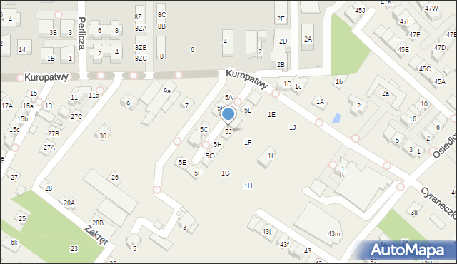 Mysiadło, Kuropatwy, 5J, mapa Mysiadło