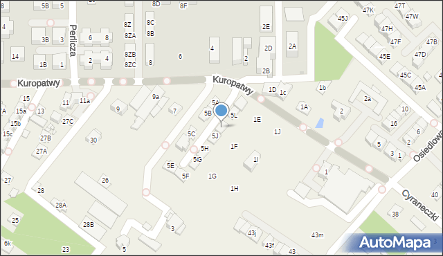 Mysiadło, Kuropatwy, 5K, mapa Mysiadło