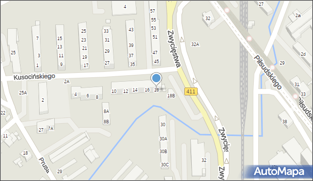 Nysa, Kusocińskiego Janusza, 18, mapa Nysy