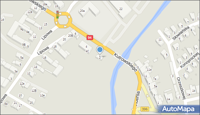 Oława, Kutrowskiego Franciszka, ks., 2, mapa Oława