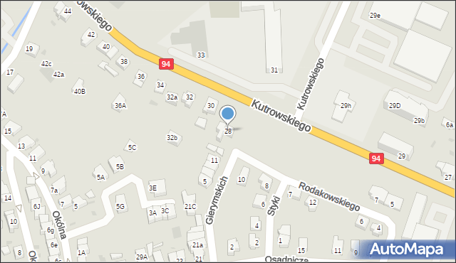 Oława, Kutrowskiego Franciszka, ks., 28, mapa Oława