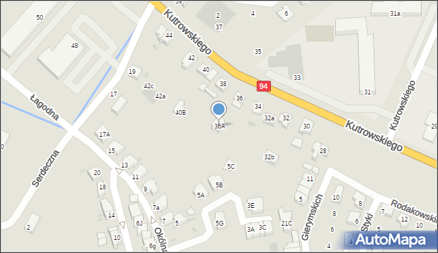 Oława, Kutrowskiego Franciszka, ks., 36A, mapa Oława