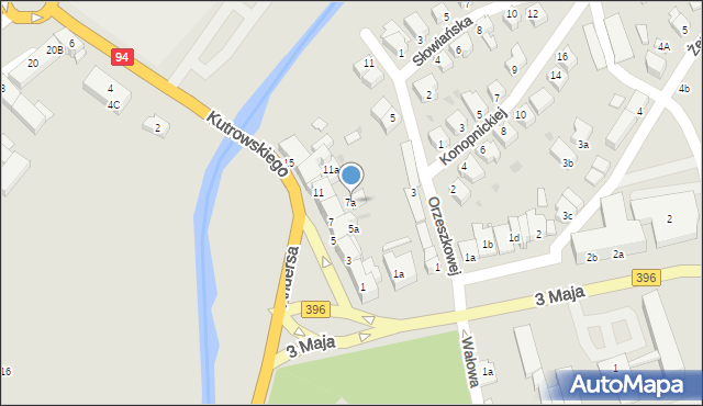 Oława, Kutrowskiego Franciszka, ks., 7a, mapa Oława