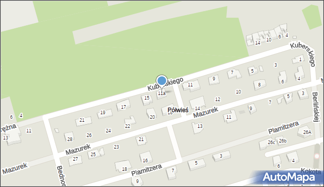 Opole, Kuberskiego Leszka, prof., 11a, mapa Opola