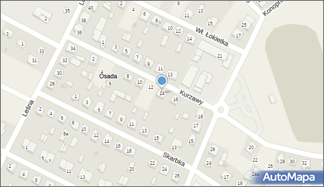 Osięciny, Kurzawy, 14, mapa Osięciny