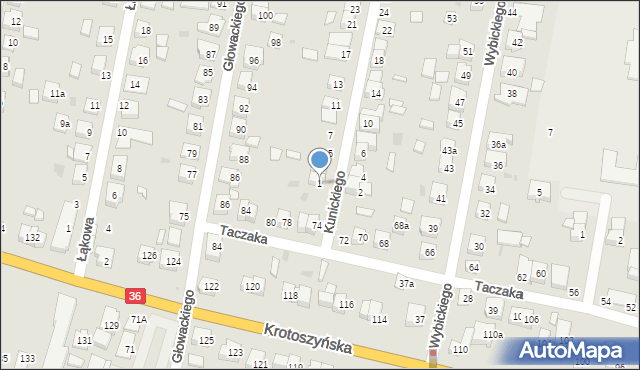 Ostrów Wielkopolski, Kunickiego Stanisława, 1, mapa Ostrów Wielkopolski