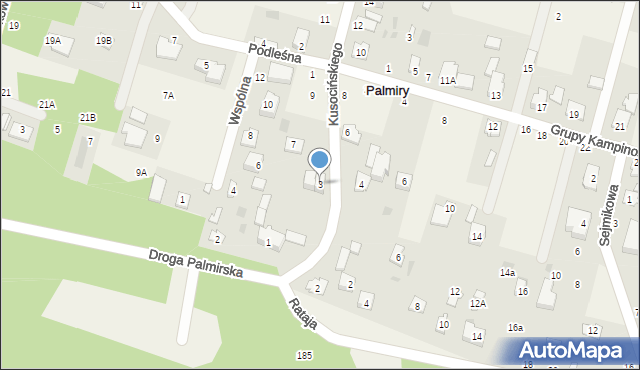Palmiry, Kusocińskiego Janusza, 3, mapa Palmiry