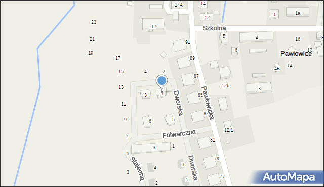 Pawłowice, Kuźnicza, 1, mapa Pawłowice