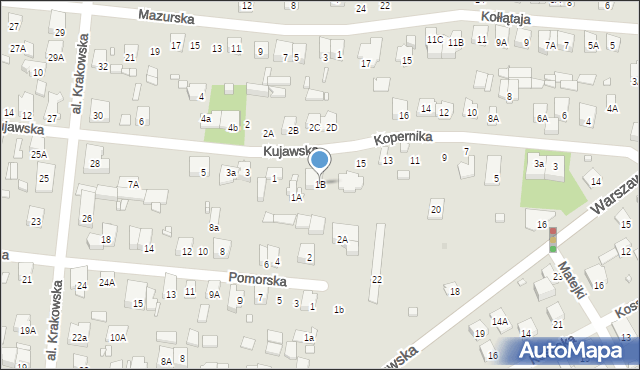 Piastów, Kujawska, 1B, mapa Piastów