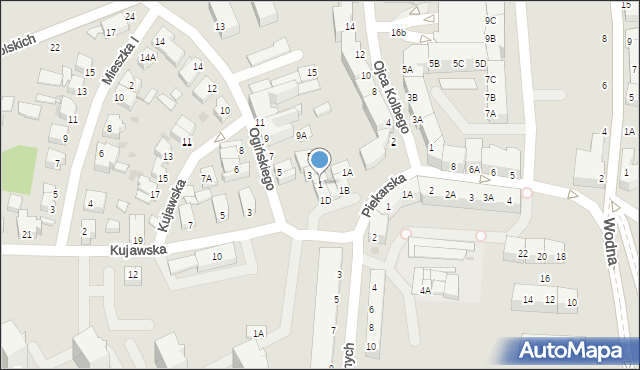 Piła, Kujawska, 1, mapa Piły