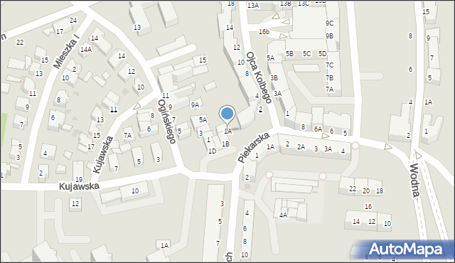 Piła, Kujawska, 1A, mapa Piły