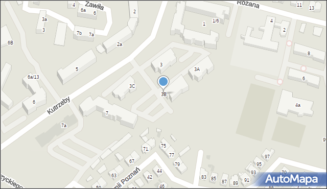Pobiedziska, Kutrzeby Tadeusza, gen., 3B, mapa Pobiedziska