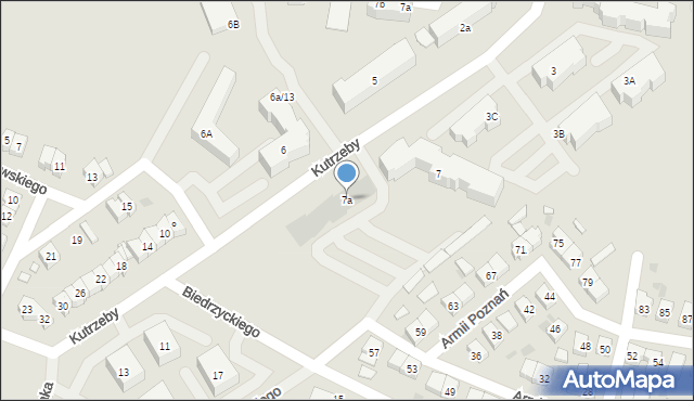 Pobiedziska, Kutrzeby Tadeusza, gen., 7a, mapa Pobiedziska