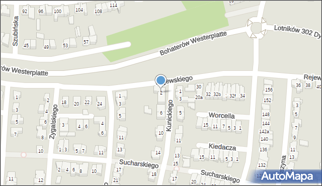 Poznań, Kunickiego Stanisława, 2, mapa Poznania