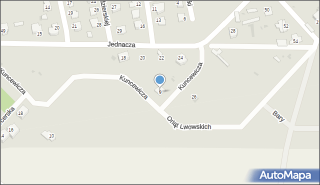 Puławy, Kuncewicza Władysława, 9, mapa Puław