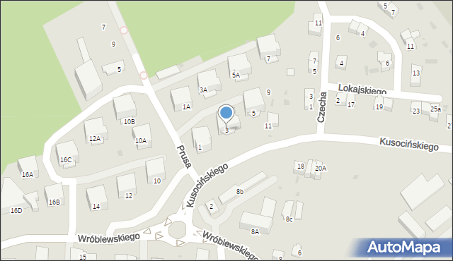 Puławy, Kusocińskiego Janusza, 3, mapa Puław