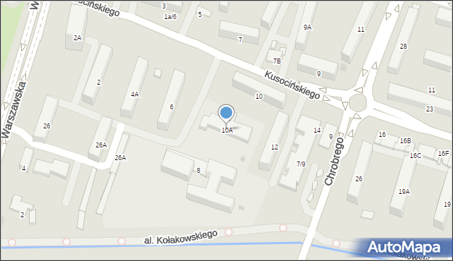 Radom, Kusocińskiego Janusza, 10A, mapa Radomia