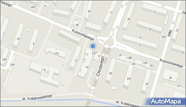 Radom, Kusocińskiego Janusza, 14, mapa Radomia