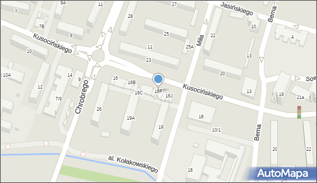 Radom, Kusocińskiego Janusza, 16F, mapa Radomia