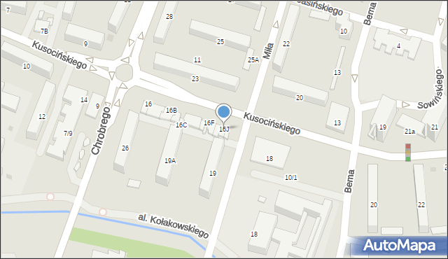 Radom, Kusocińskiego Janusza, 16J, mapa Radomia