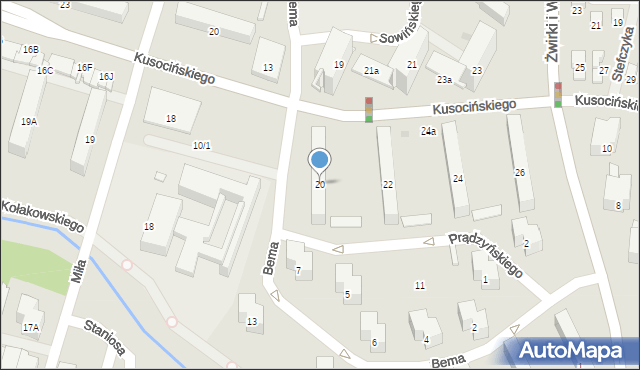 Radom, Kusocińskiego Janusza, 20, mapa Radomia