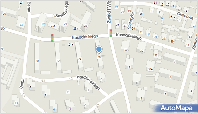 Radom, Kusocińskiego Janusza, 26, mapa Radomia