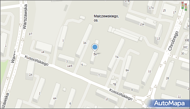 Radom, Kusocińskiego Janusza, 5A, mapa Radomia