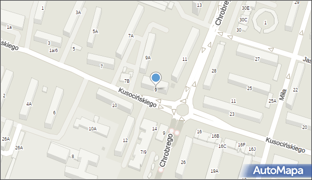 Radom, Kusocińskiego Janusza, 9, mapa Radomia