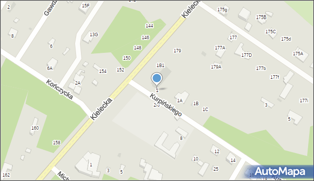 Radom, Kurpińskiego Karola, 1, mapa Radomia